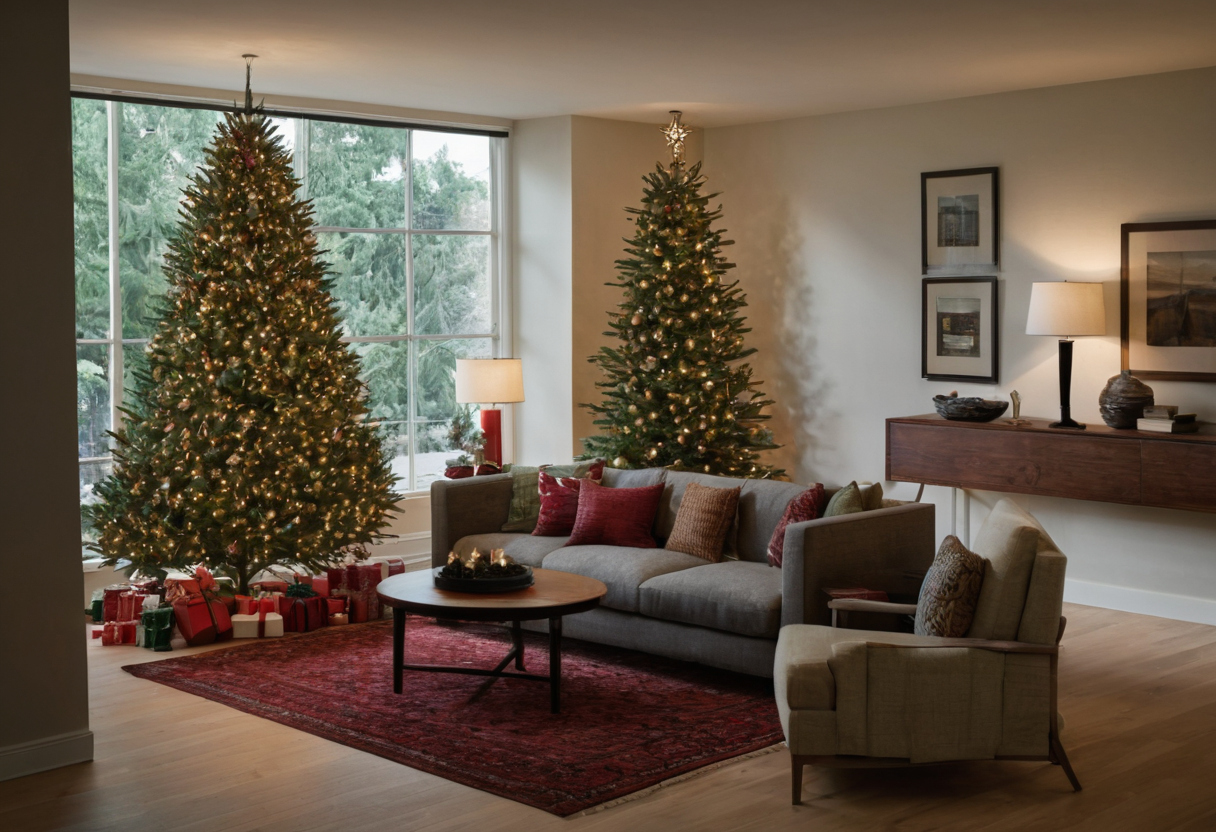 Luxury interior image showing The individual tree should pass a freshness, fit, and safety check before purchase